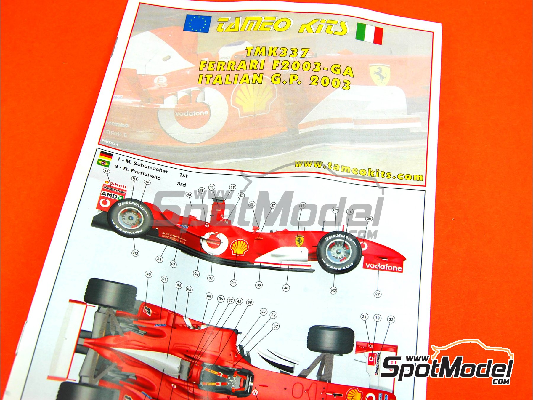 Tameo Kits TMK337: Car scale model kit 1/43 scale - Ferrari F2003